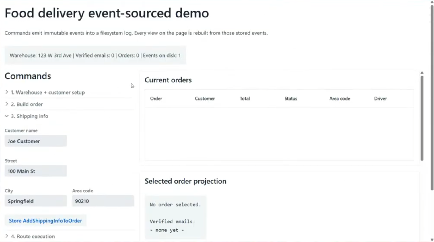Generated event modeling demo application