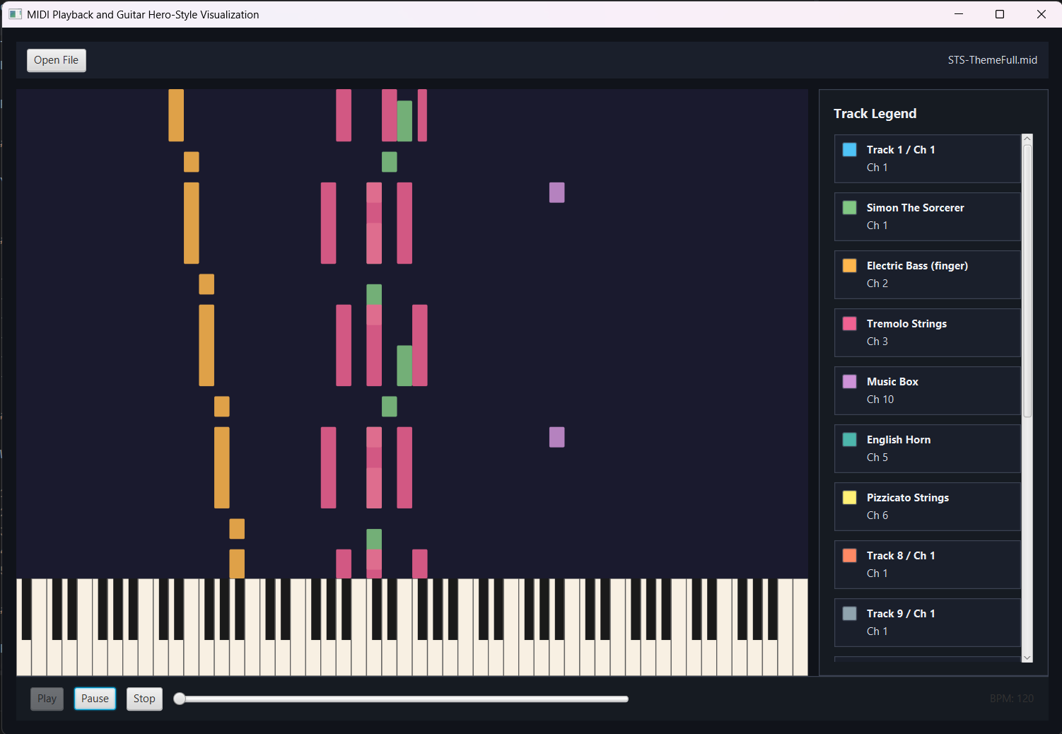 Running MIDI visualizer application built with the spec-driven workflow